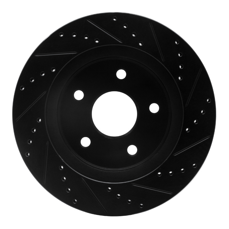 Chrysler Aspen Brake Rotor (1) - Front Left - R1 Concepts - Drilled & Slotted - Black - `02-`24